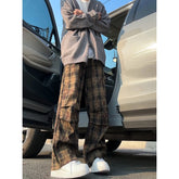 Hearujoy Autumn Casual Pants Men Fashion Retro Plaid Pants Men Japanese Streetwear Hip-hop Loose Wide Leg Pants Mens Vintage Trousers